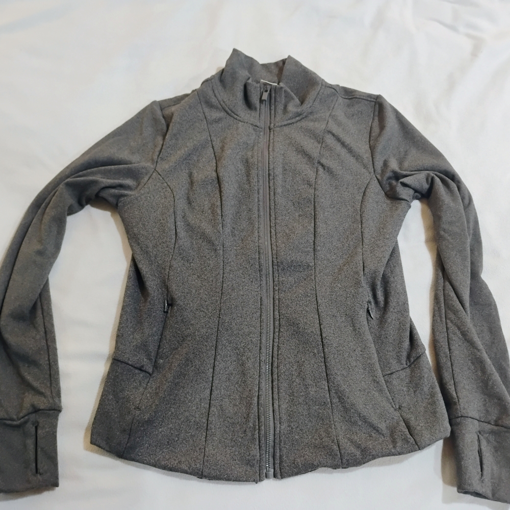 Women's Gray Slim Zip-Front Bomber Jacket